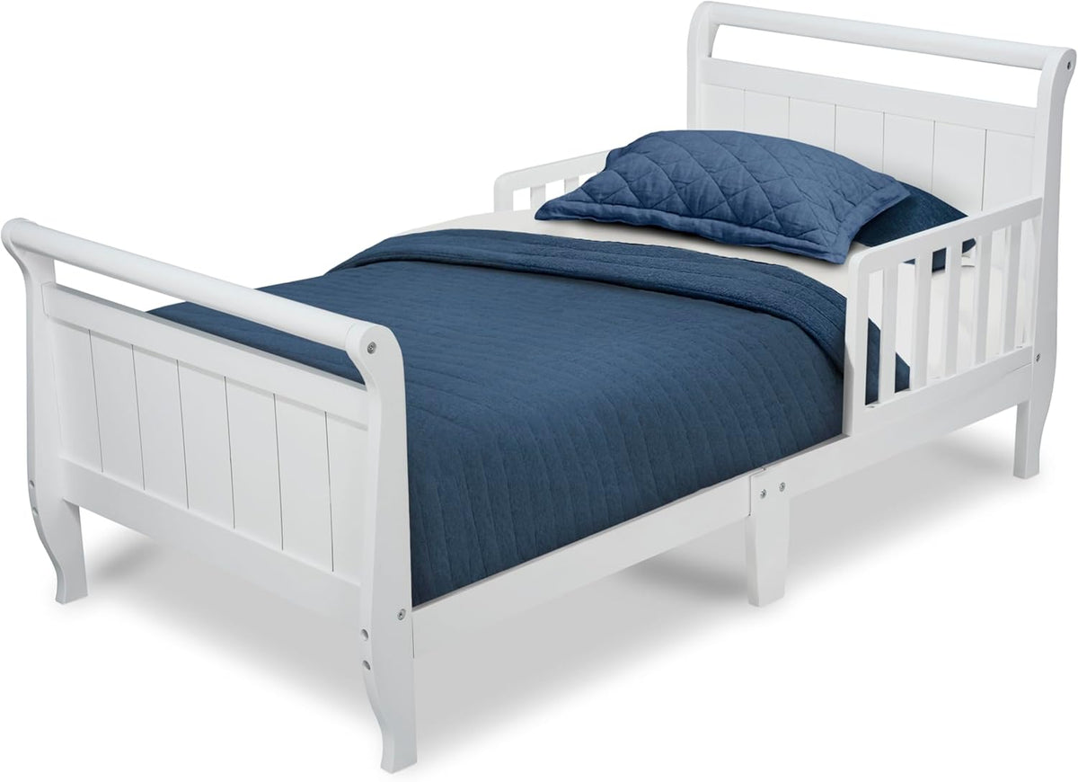 Delta Children Wood Sleigh Toddler Bed, White