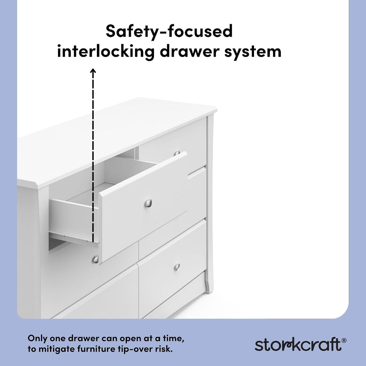Storkcraft Crescent 6-Drawer Dresser, White