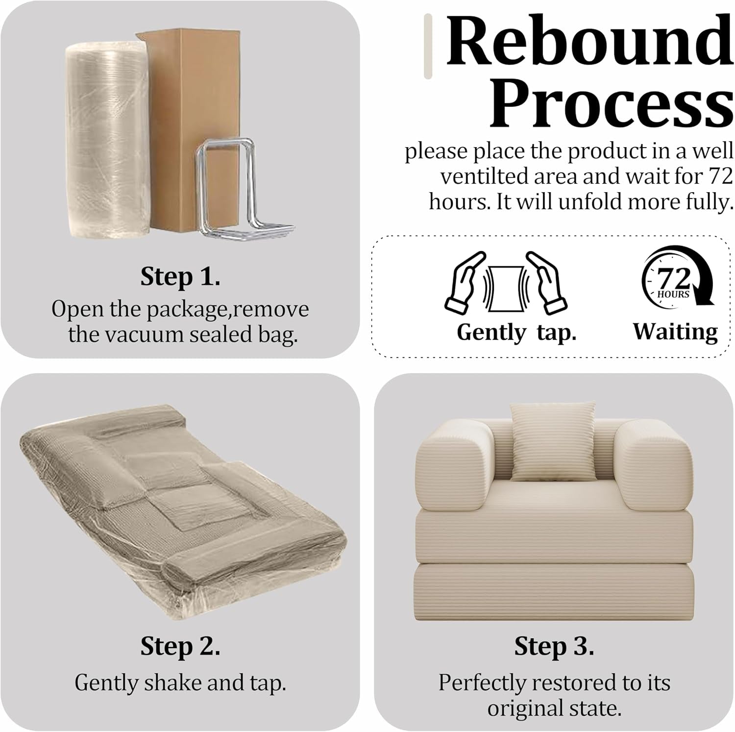 Single Couch Sofa for Small Spaces 2 in 1 Convertible Sofa to Lounger Comfy Bean Bag Chair for Adults with Removable Cover with Pillows for Bedroom, Apartment, Office (Beige, 35.43" Single Sofa)