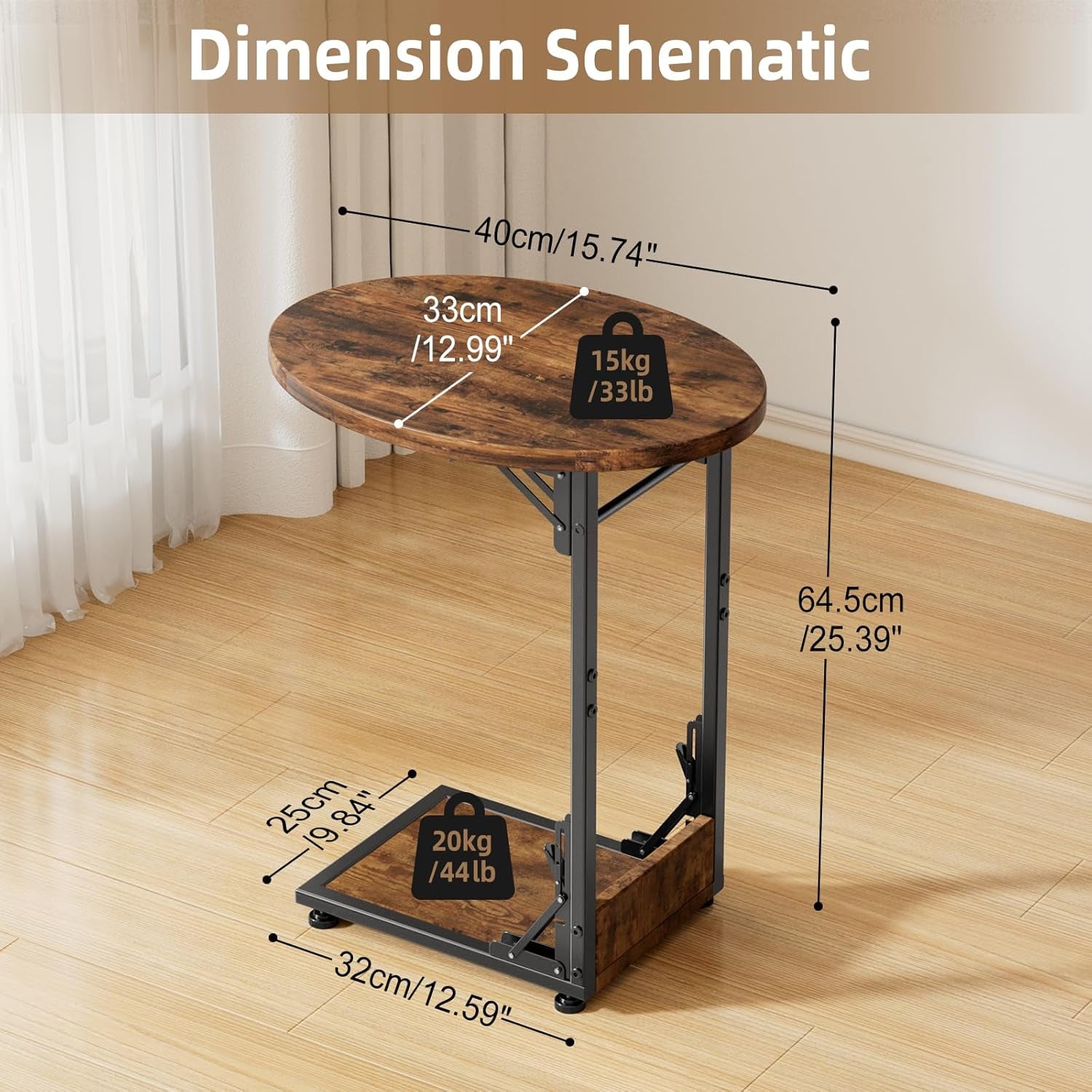 Dimension schematic showing curved oval top 12.99" x 15.79", overall height 25.39" and base footprint dimensions