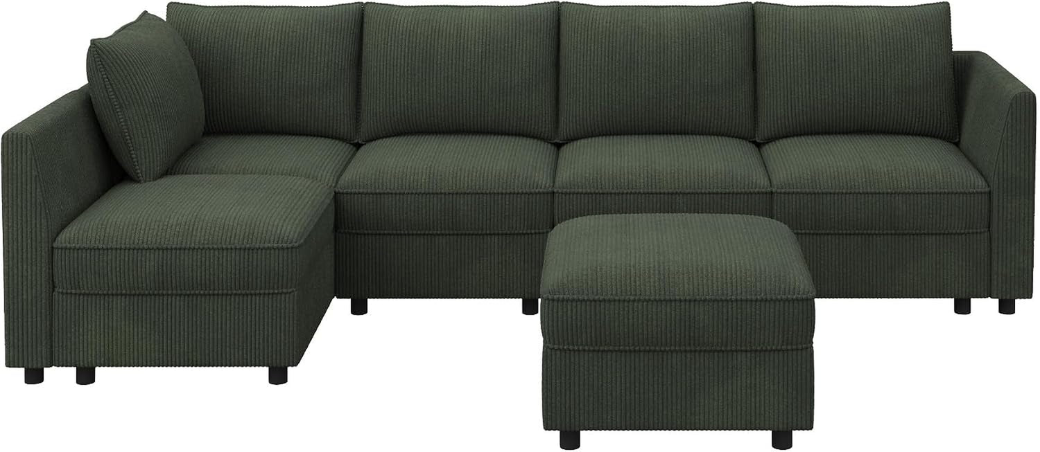 Modular Sectional Sleeper Sofa Green Couch L Shaped Sectional Sofa with Storage, Convertible Couches for Living Room - Green