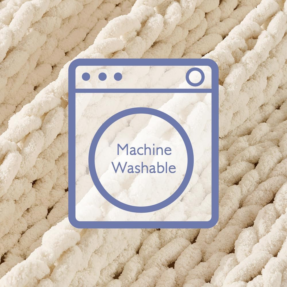 Tight close-up of plush knit loops with a translucent washing-machine icon overlaid on the fabric.