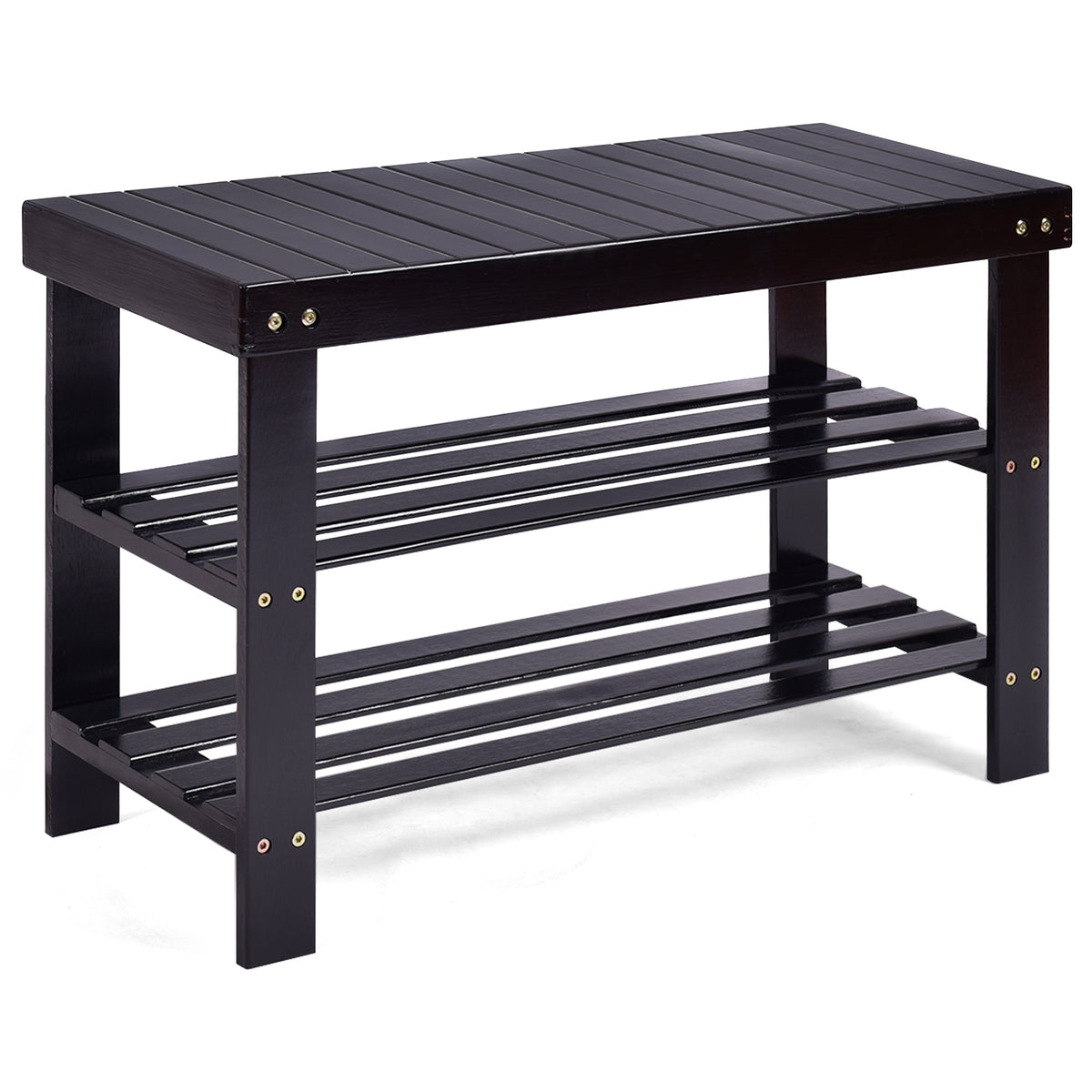 3 Tier Bamboo Bench Storage Shoe Shelf