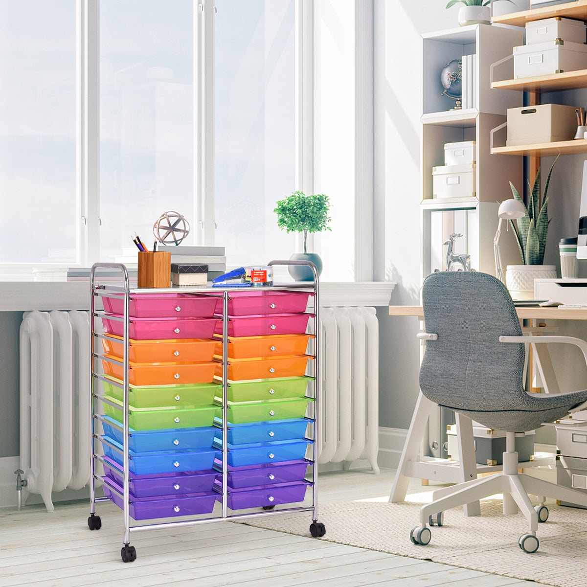 20 Drawers Storage Rolling Cart Studio Organizer