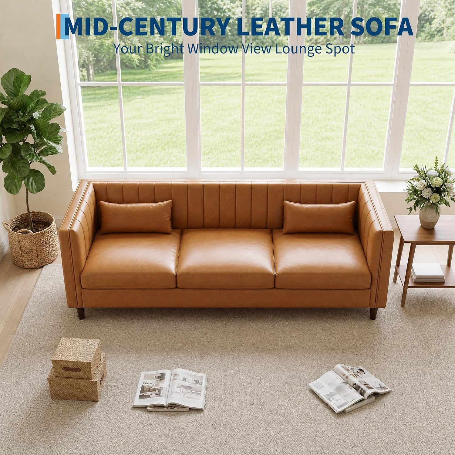 81.1" PU Leather 3-Seat Sofa