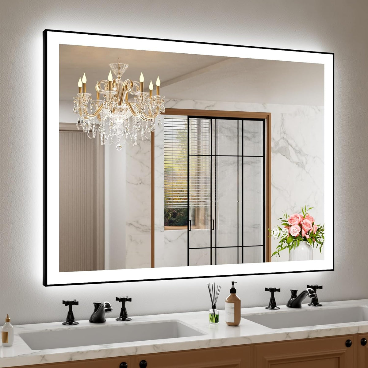 Amorho LED Mirror for Bathroom, 24"x30" with Front Light and Backlight | Stepless Dimmable, Anti-Fog, gallery view 50