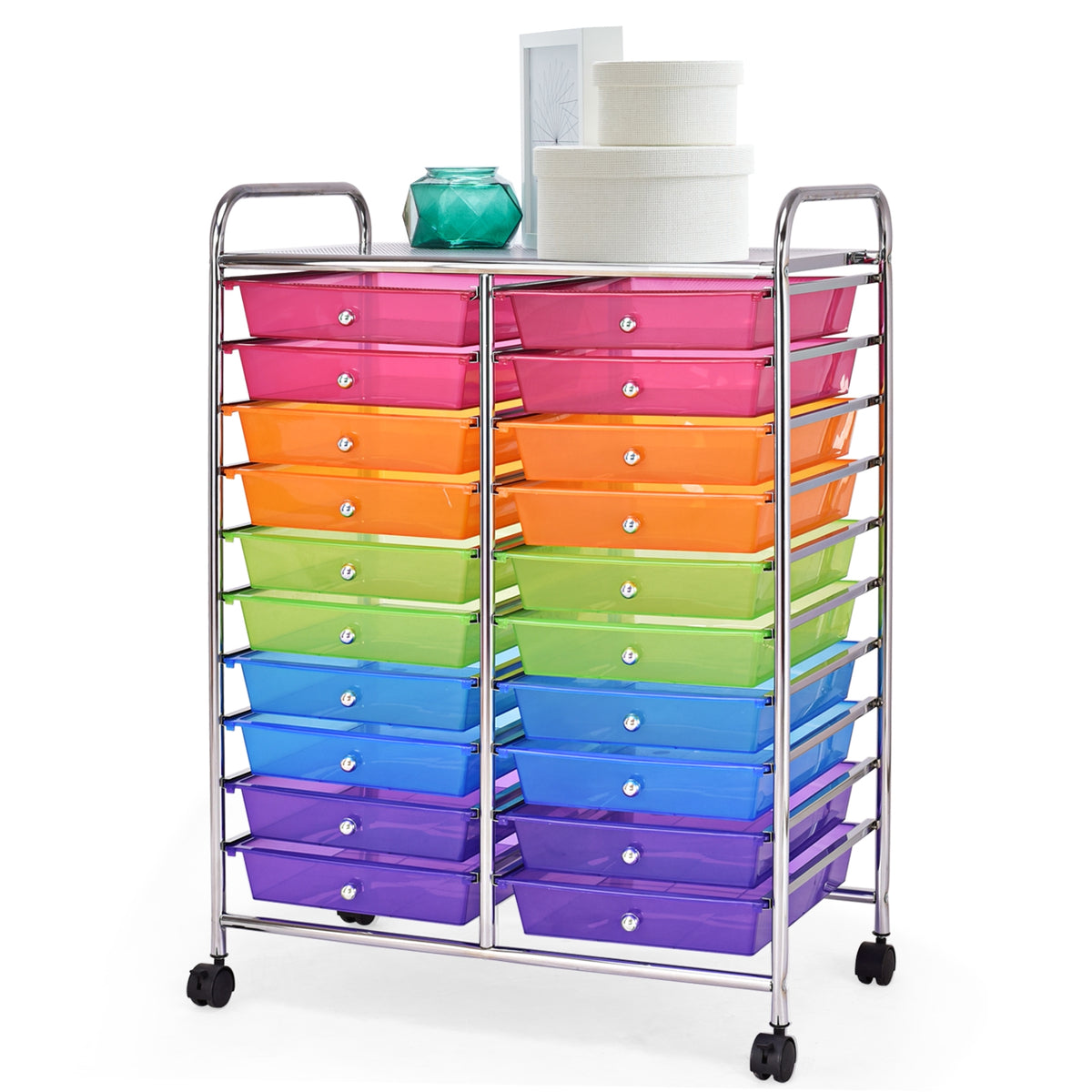 20 Drawers Storage Rolling Cart Studio Organizer
