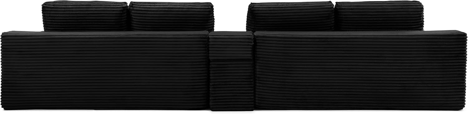 141" Oversized U Shaped Cloud Sectional Couches with Storage Console for Living Room, Corduroy Compressed Boneless Couch, Symmetrical Sofa & Couch with Movable Ottomans, Cup Holder