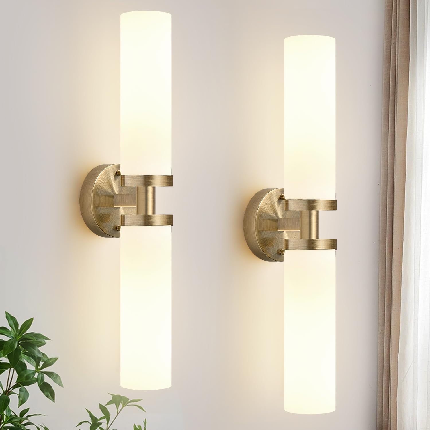 Wall Sconces Set of Two, Hardwired Brushed Gold Bathroom Sconces Wall Lighting with Clear Glass, Modern, gallery view 20