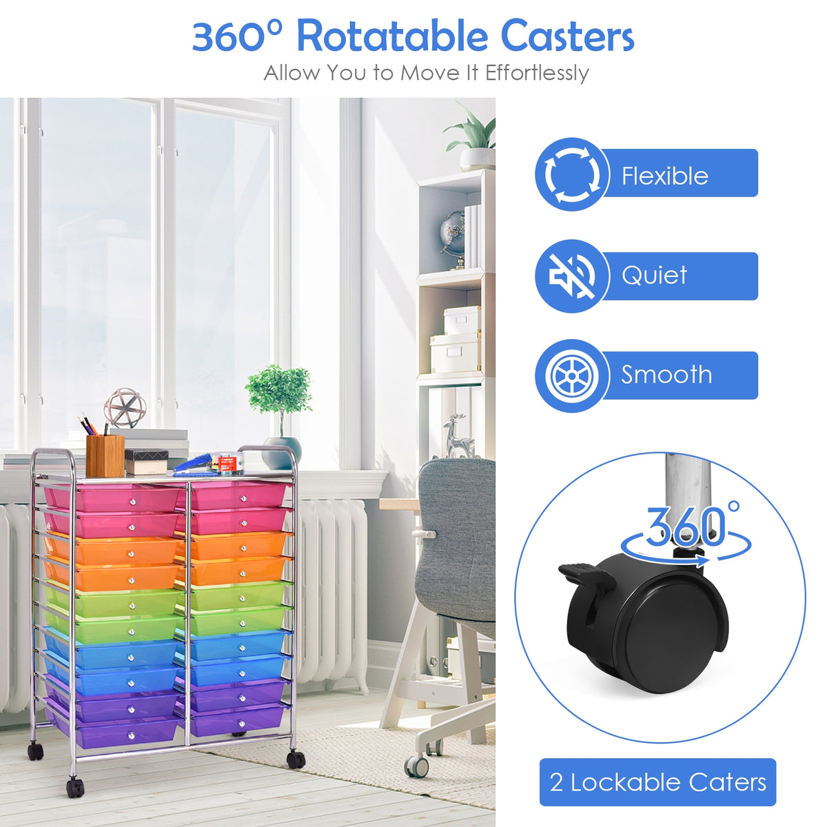 20 Drawers Storage Rolling Cart Studio Organizer