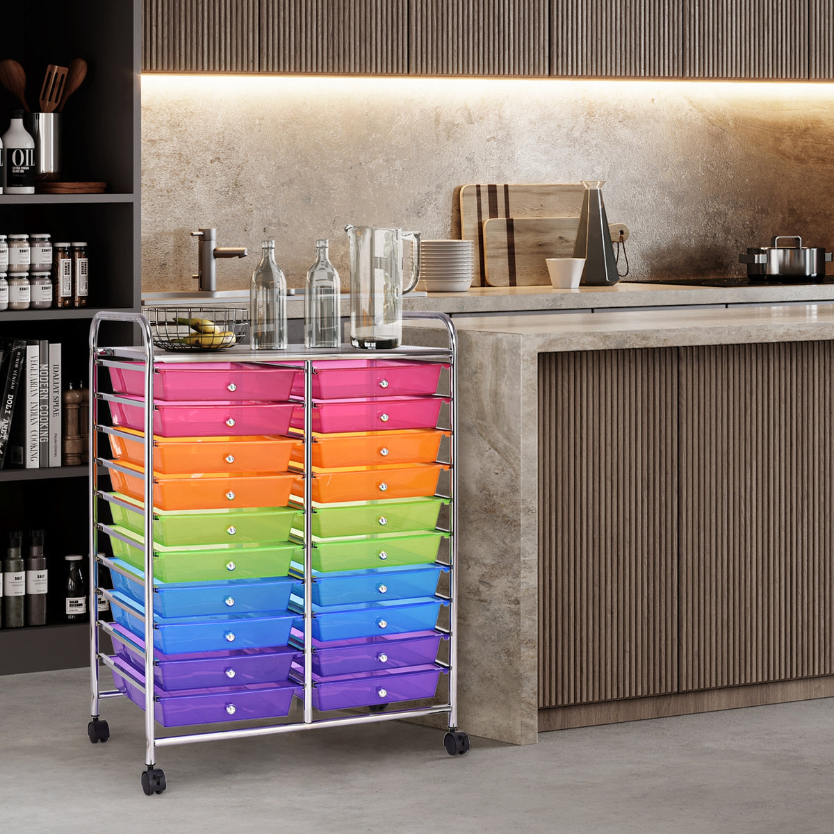 20 Drawers Storage Rolling Cart Studio Organizer
