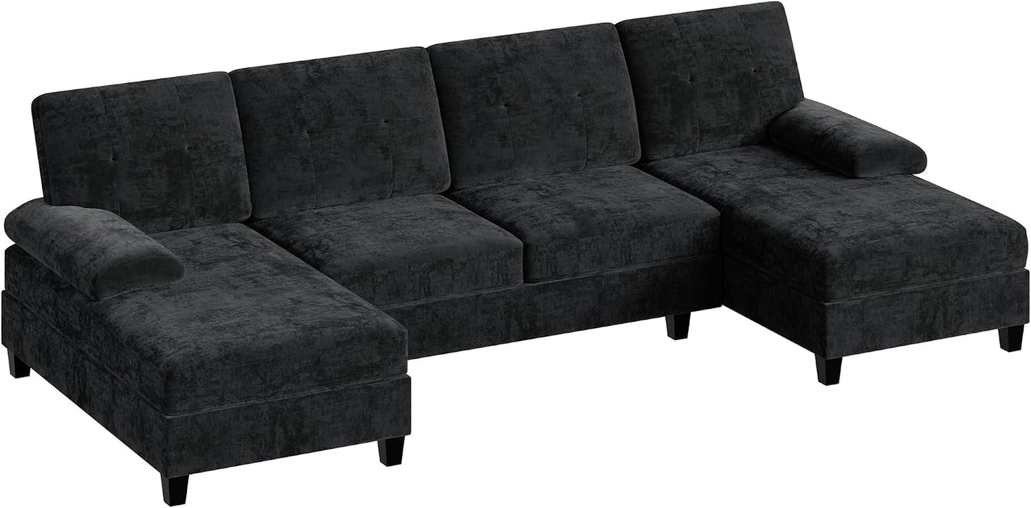 Studio shot of the U-shaped sectional on a white background showing chaise ends and seat cushions