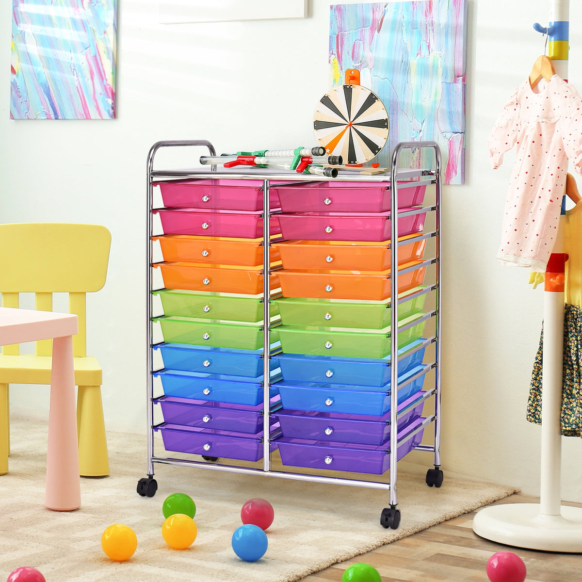 20 Drawers Storage Rolling Cart Studio Organizer