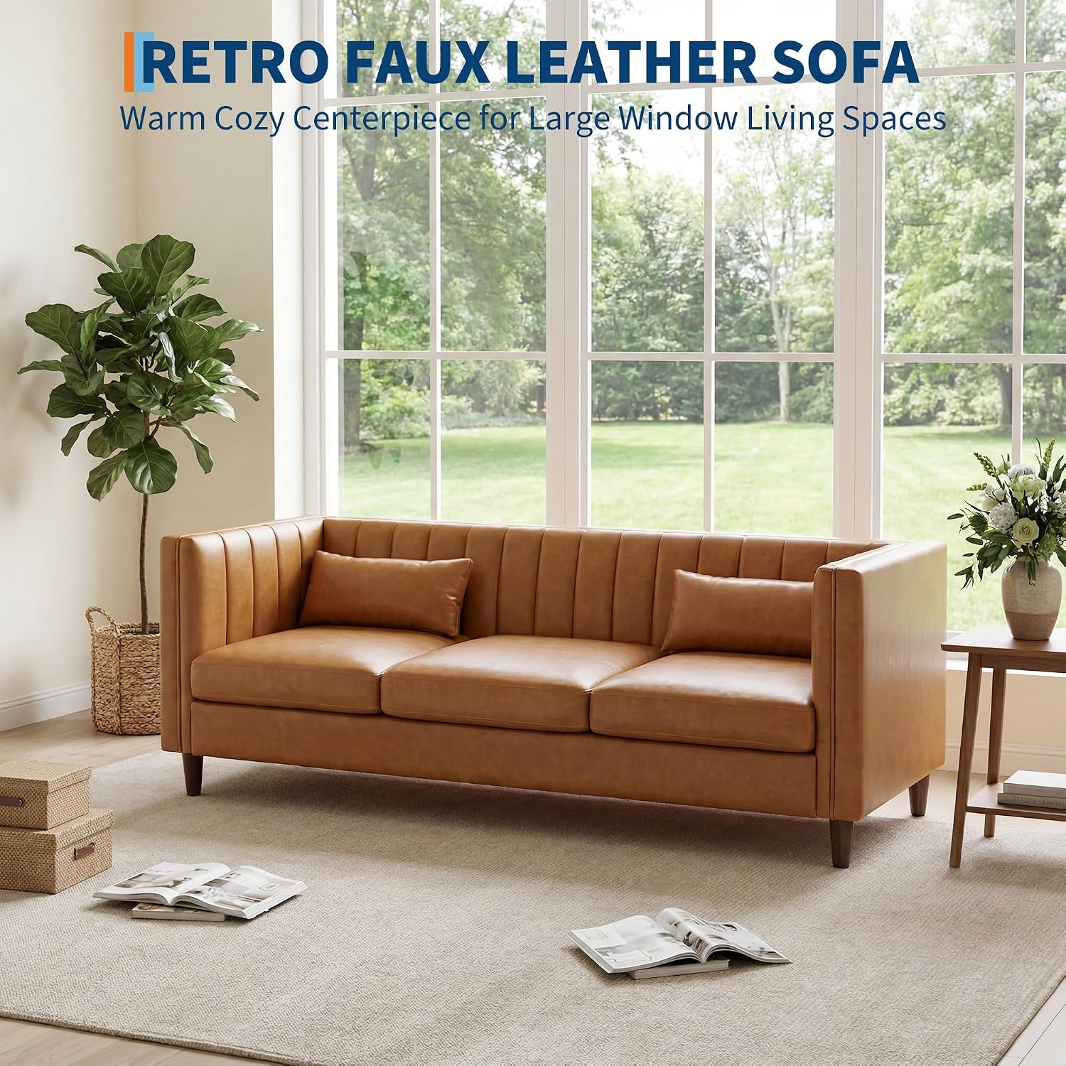 81.1" PU Leather 3-Seat Sofa