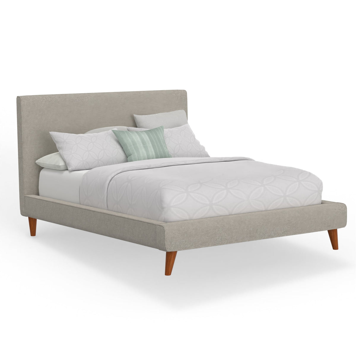Britney California King Upholstered Platform Bed - Light Grey Linen