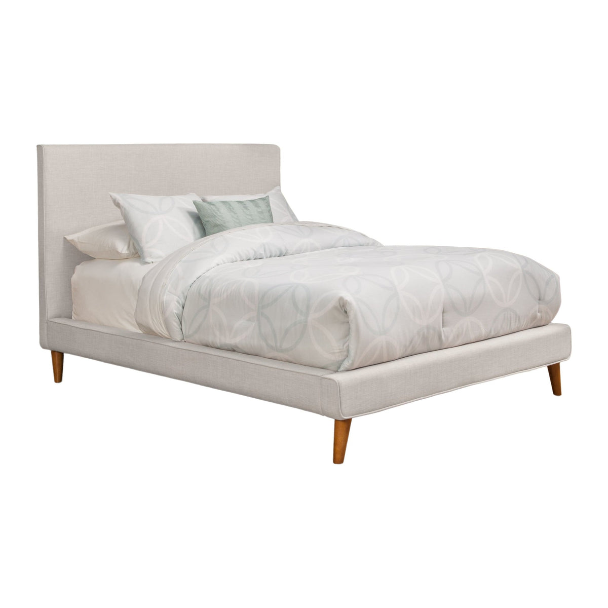 Britney Queen Upholstered Platform Bed - Light Grey Linen