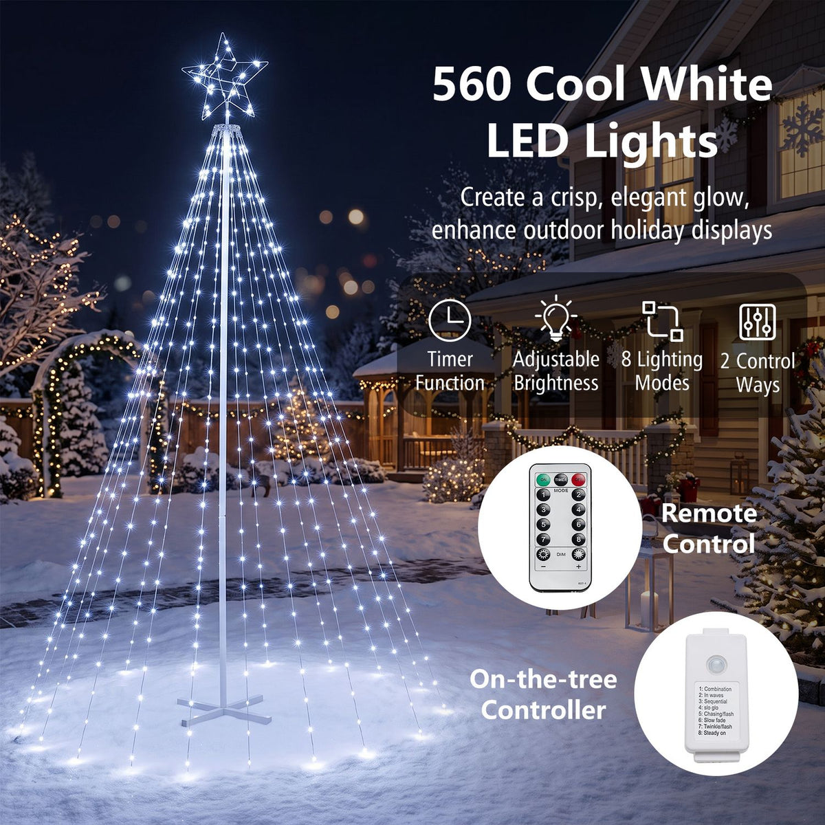 10 Feet Outdoor Christmas Tree Star String Lights