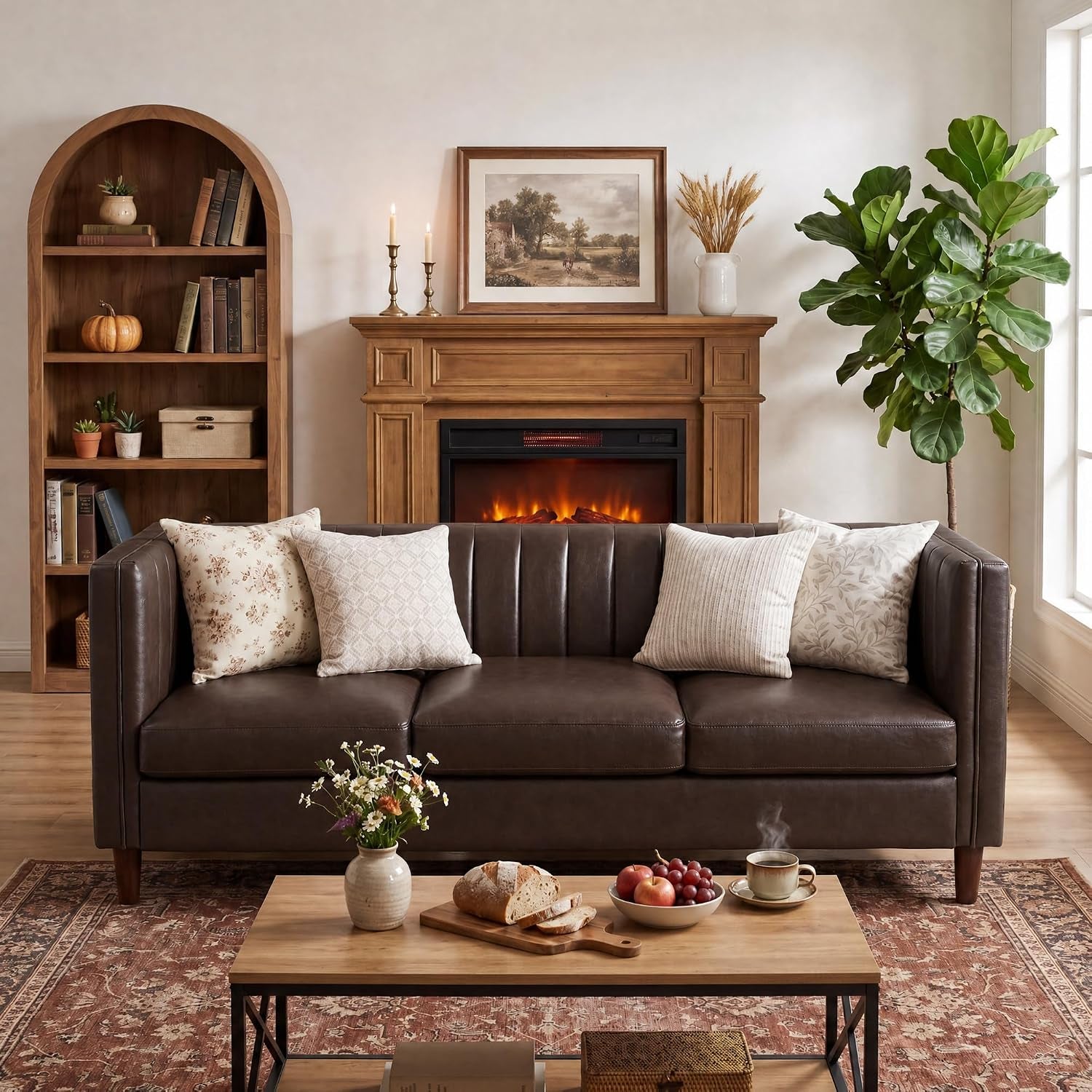 81.1" PU Leather 3-Seat Sofa