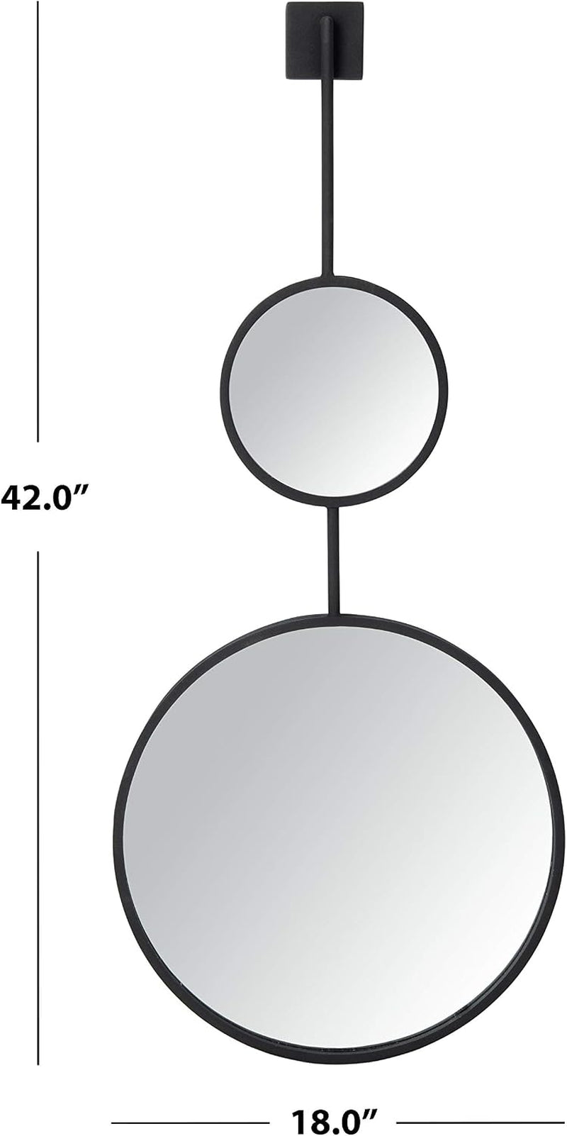 Scale image showing the mirror's 42-inch overall height and 18-inch width on white background