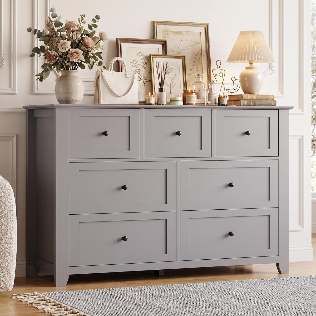 GarveeHome White 6 Drawer Dresser for Bedroom