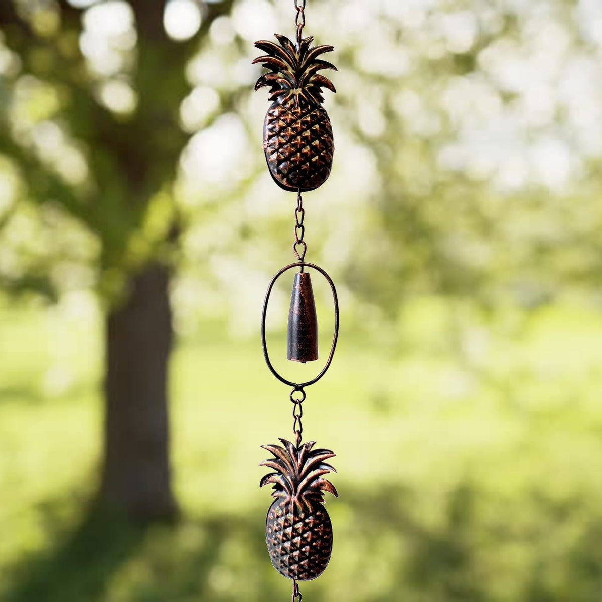 76" Long Iron Rain Chain with Pineapples