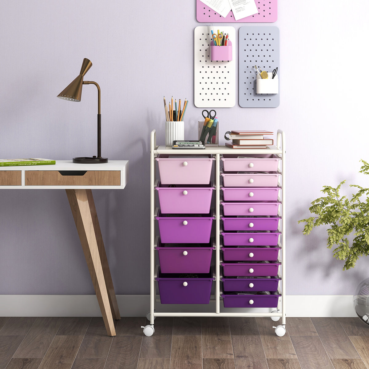 15-Drawer Rolling Storage Cart Organizer