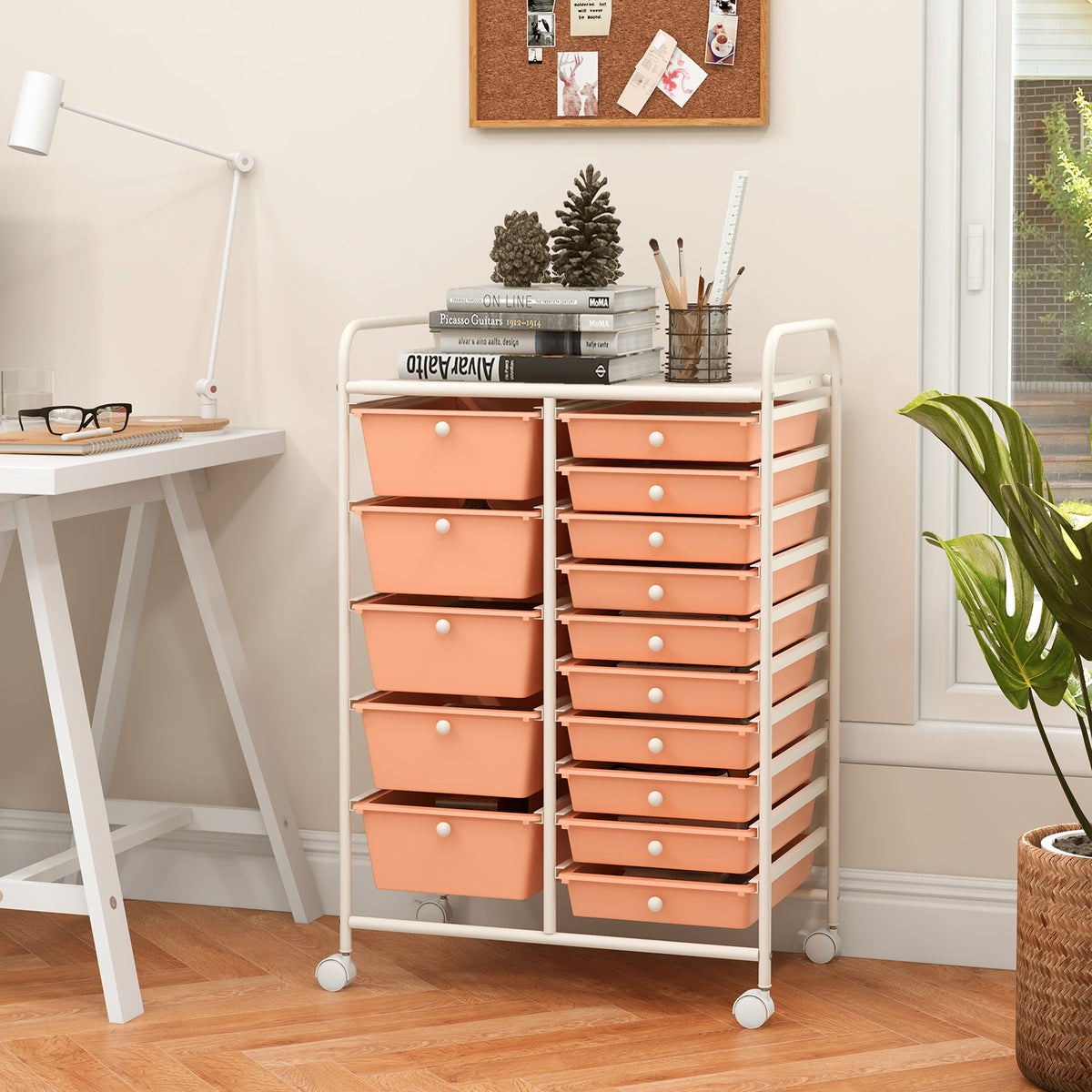 15-Drawer Rolling Storage Cart Organizer