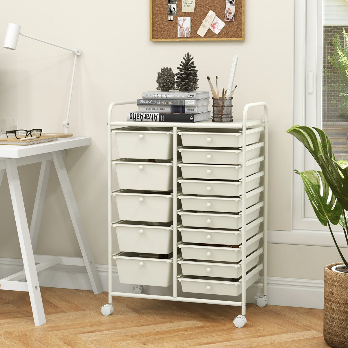 15-Drawer Rolling Storage Cart Organizer