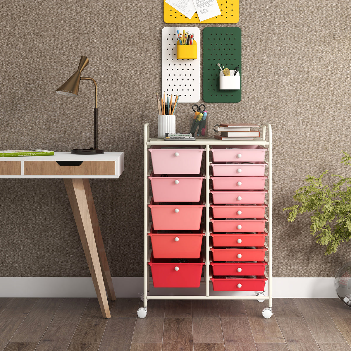 15-Drawer Rolling Storage Cart Organizer