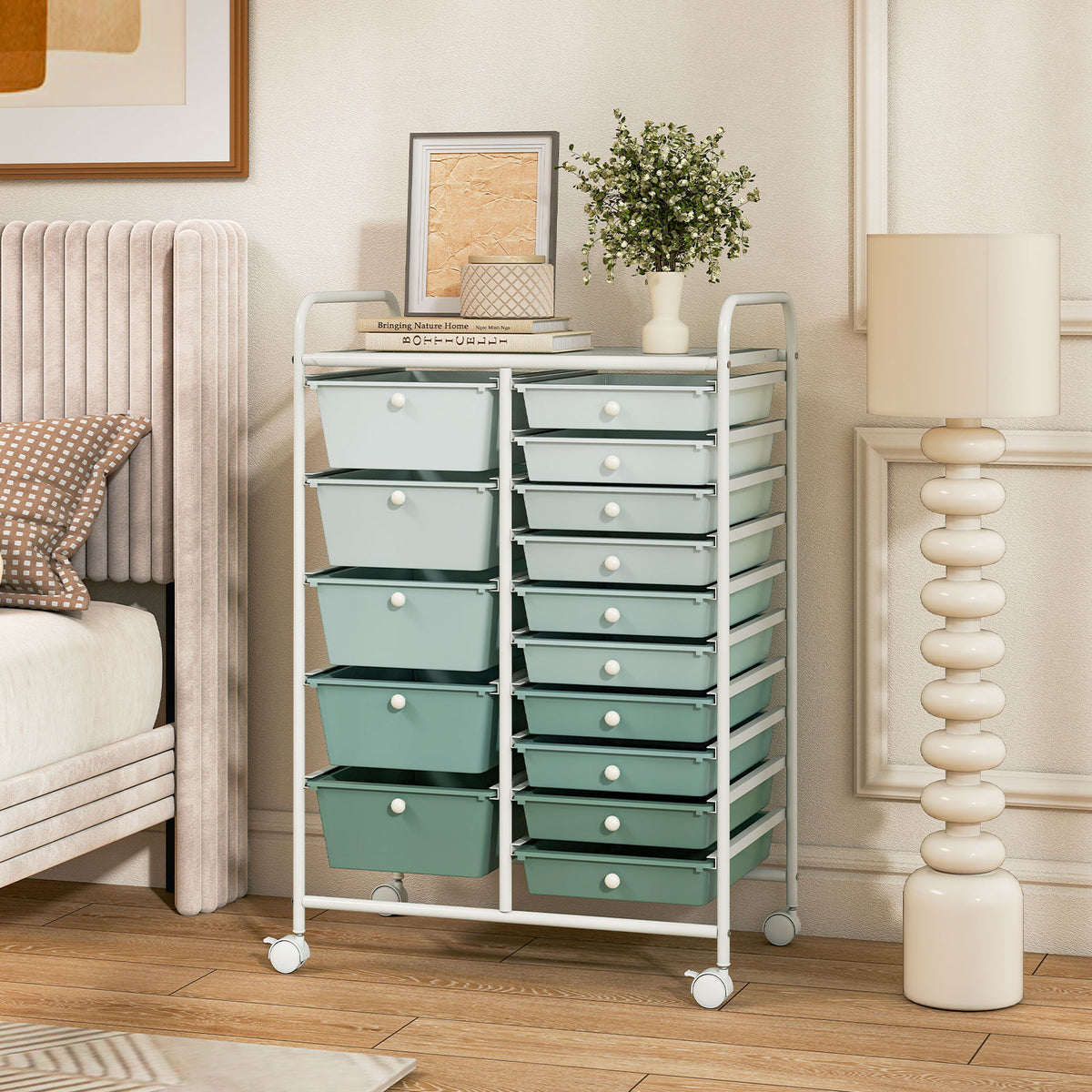 15-Drawer Rolling Storage Cart Organizer