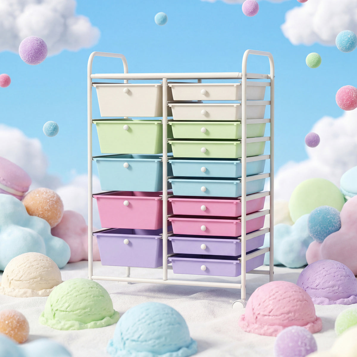 15-Drawer Rolling Storage Cart Organizer