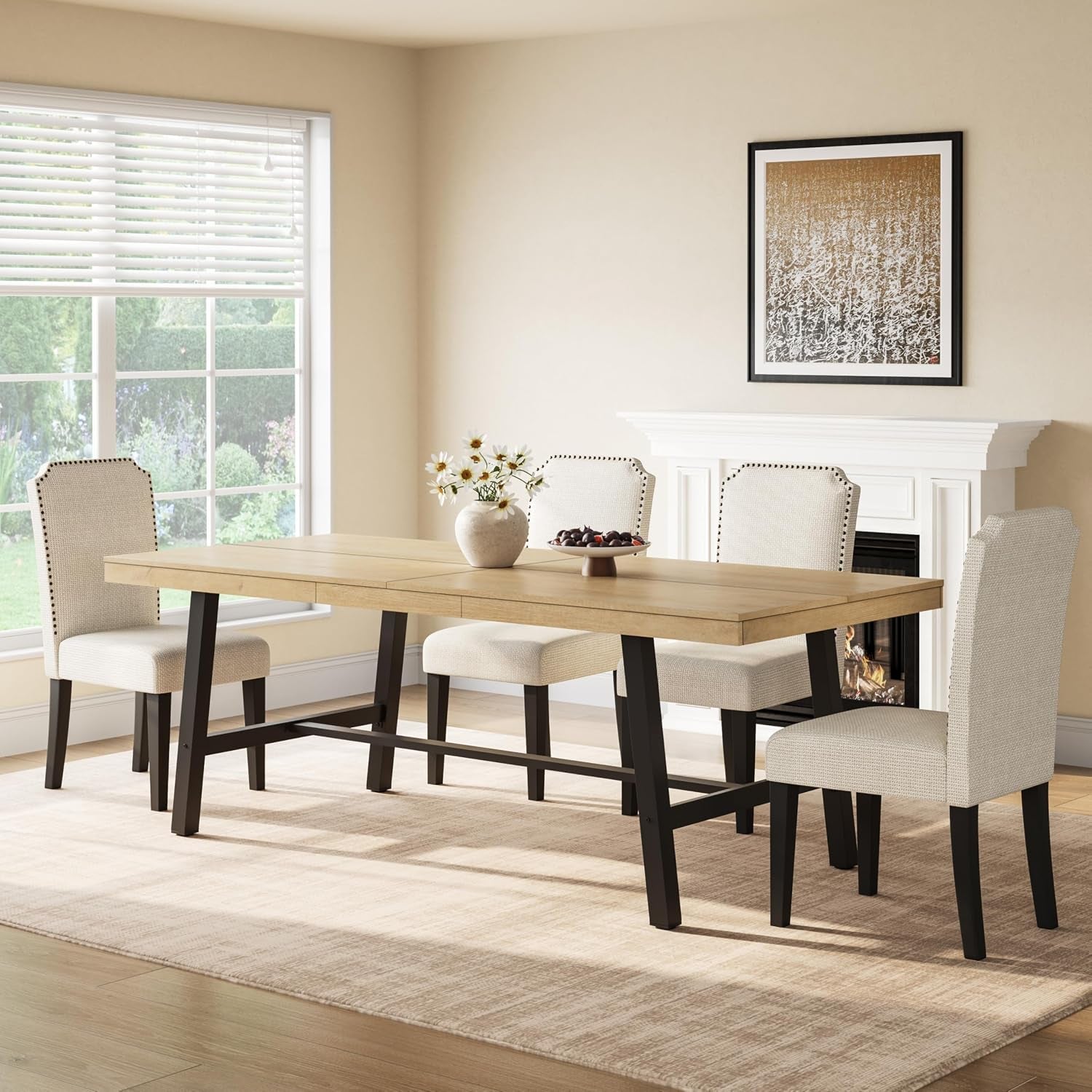 GarveeHome Industrial Dining Table for 6-8, 70.87" Heavy Duty Rectangular Kitchen Table with 2"×2" Metal, gallery view 18