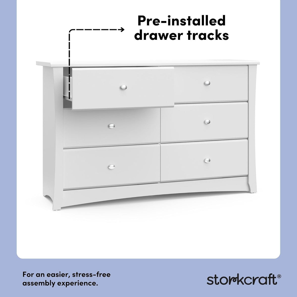Storkcraft Crescent 6-Drawer Dresser, White