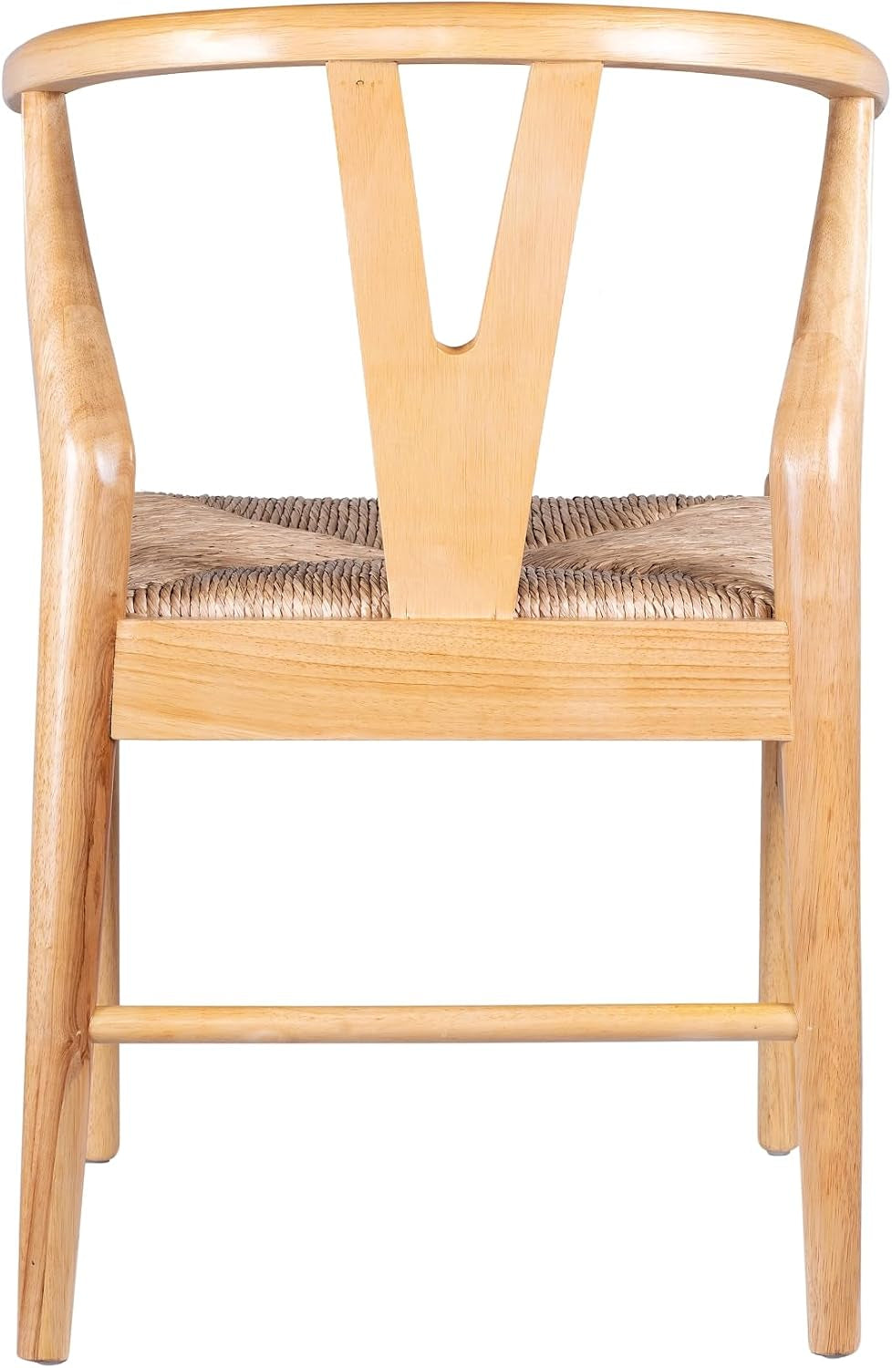 Rear elevation of the chair highlighting the full curved backrail and V-shaped central splat