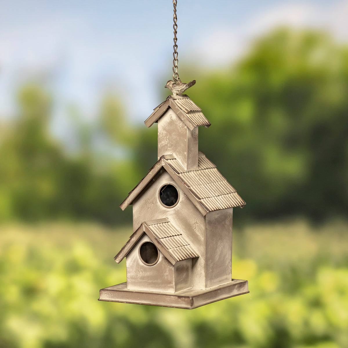 Hanging Galvanized Birdhouse "School House"
