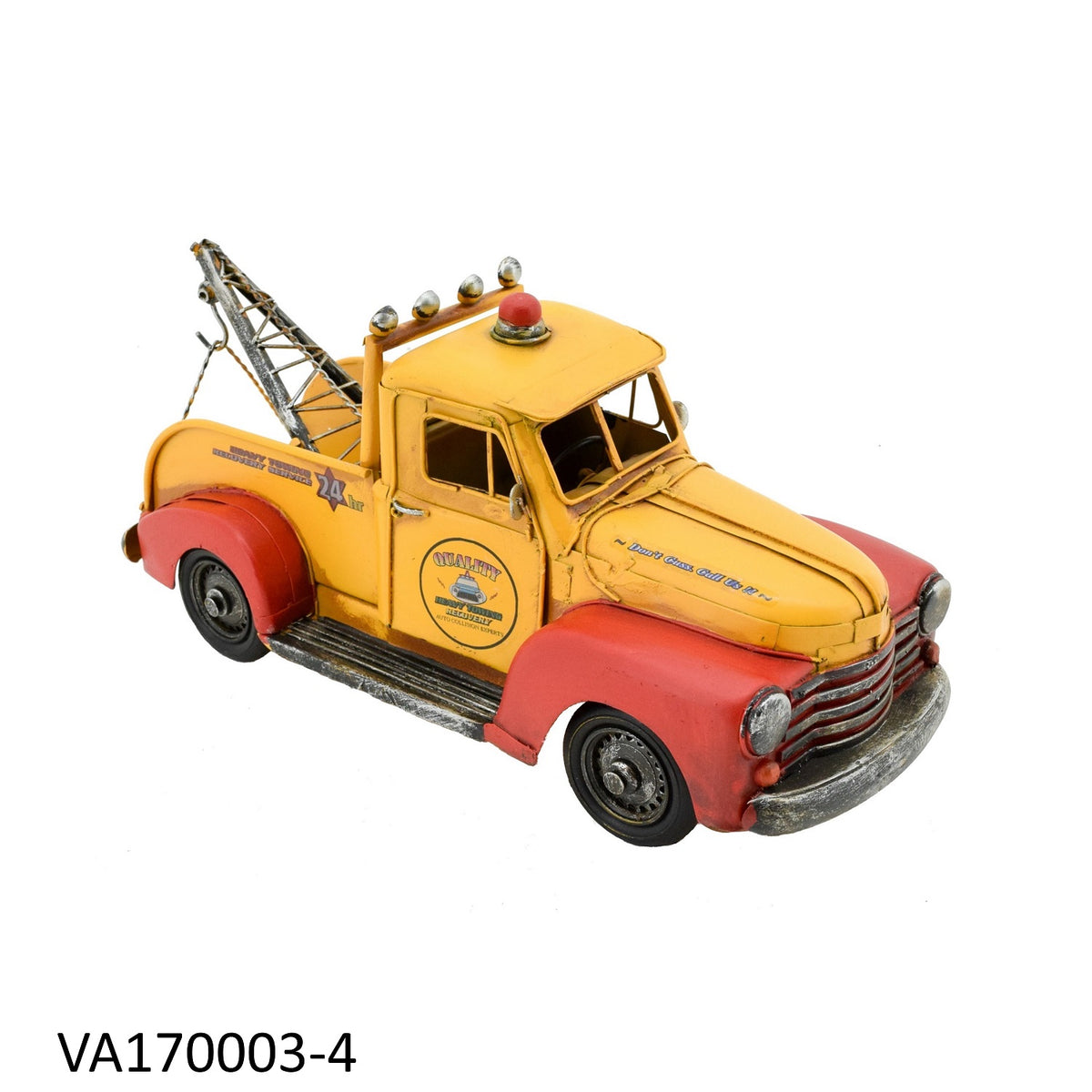 Vintage Iron Tow Truck in Yellowith Red