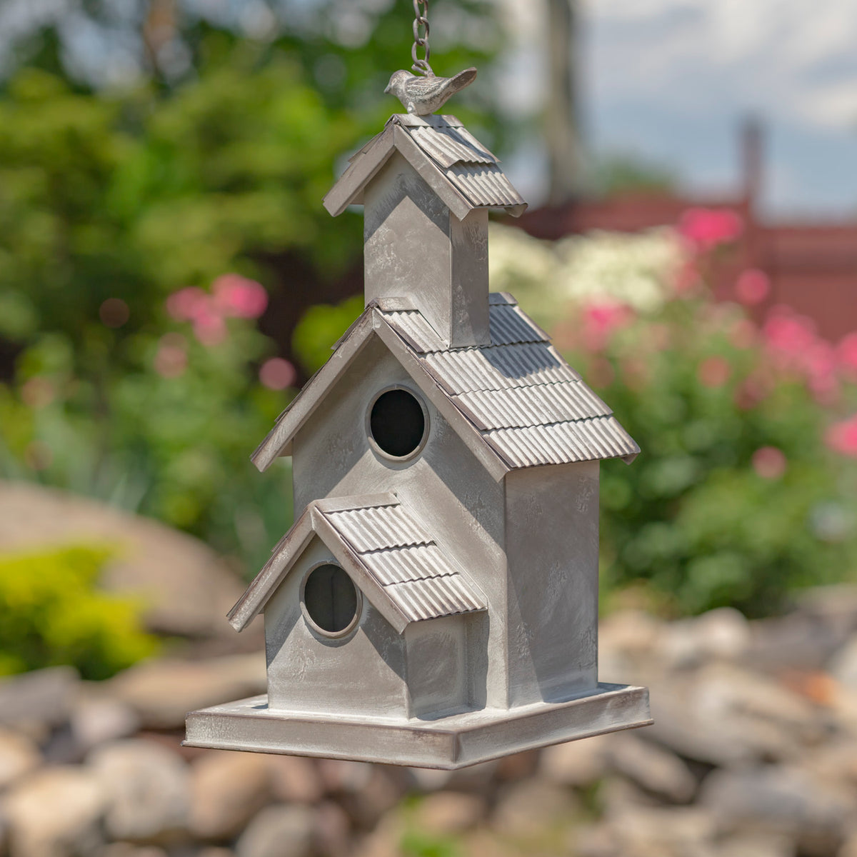 Hanging Galvanized Birdhouse "School House"