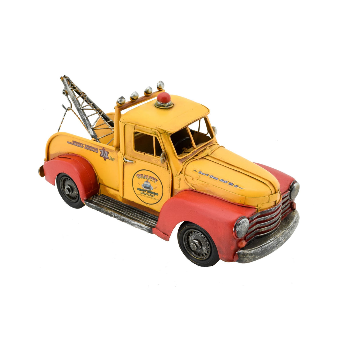 Vintage Iron Tow Truck in Yellowith Red