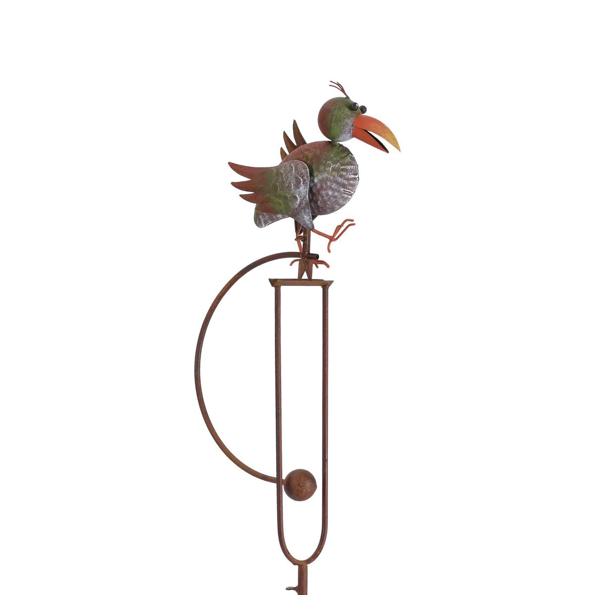 55.25" Tall Metal Parrot Rocking Stake "Pebbles"