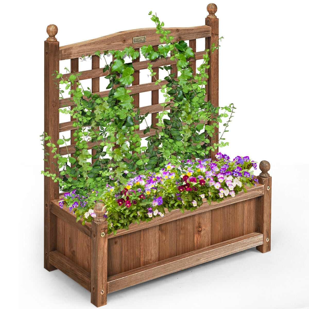 Wood Planter Box with Trellis Weather, Resistant Outdoor