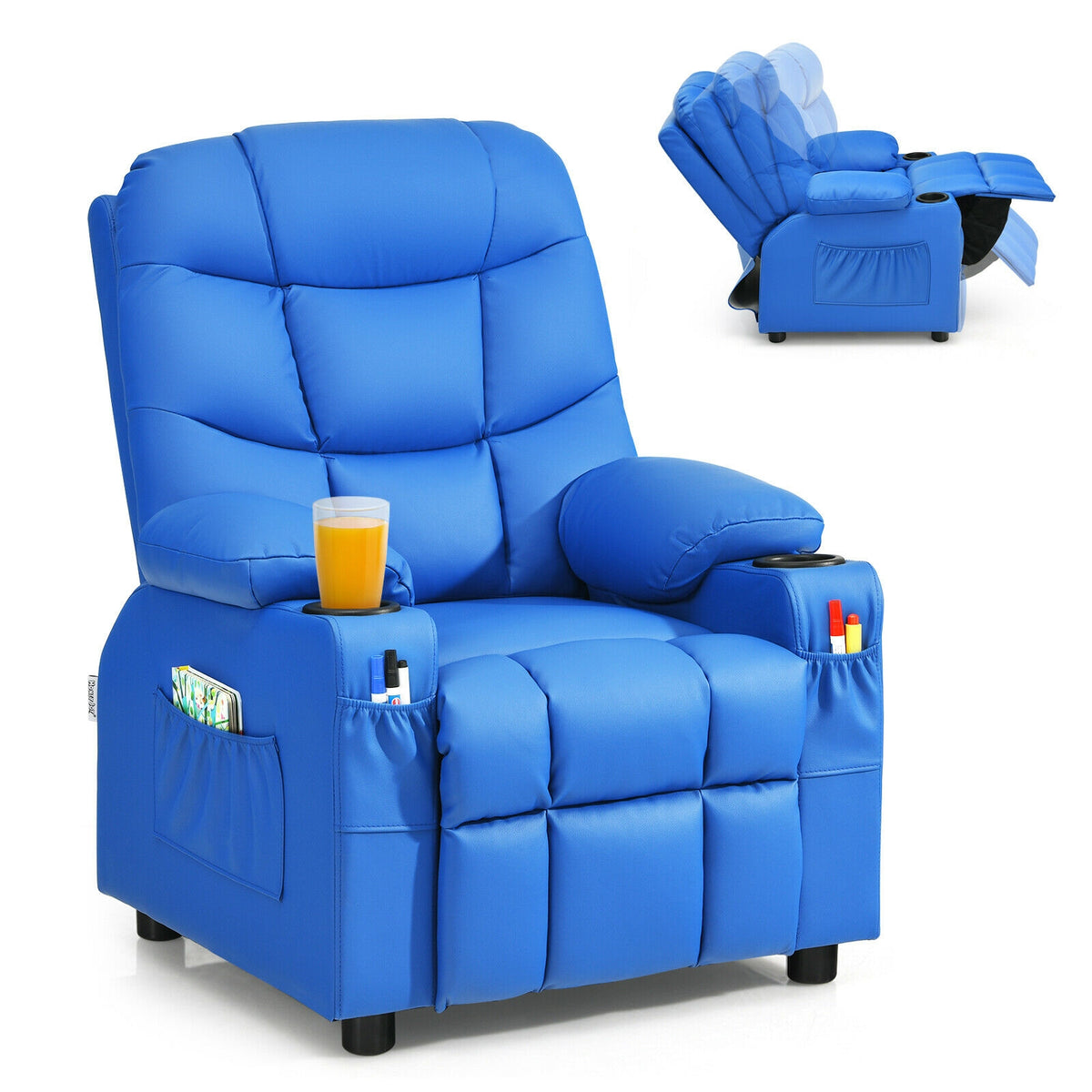 Kids Recliner Chair with Cup Holder and Footrest for Children