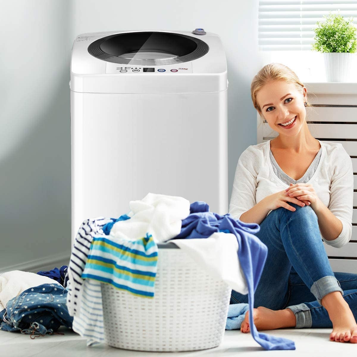Portable 7.7 Lbs Automatic Laundry Washing Machine with Drain Pump