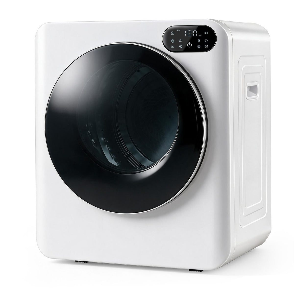 White portable dryer in a front three-quarter view against a white background