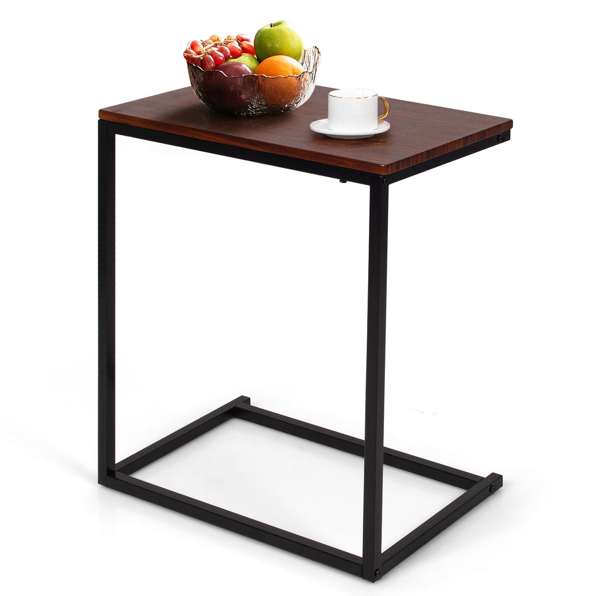 26 Inch Beside Sofa Laptop Holder End Stand Desk, Dark Brown