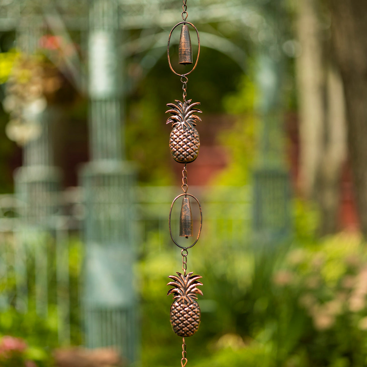 76" Long Iron Rain Chain with Pineapples