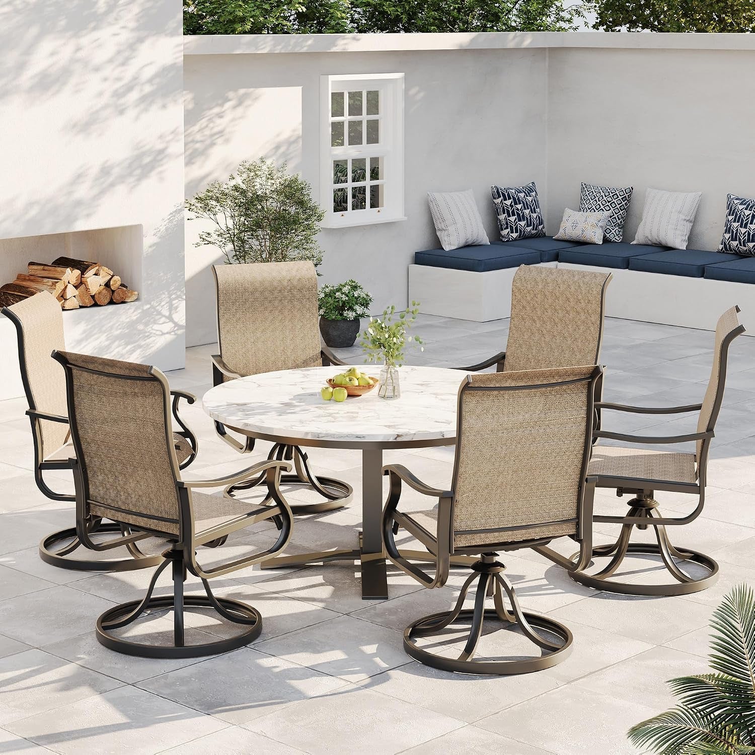 Patio Swivel Chairs Set of 2, Outdoor Rocking Dining Chairs with High Back | Patio All-weather Swivel, gallery view 8