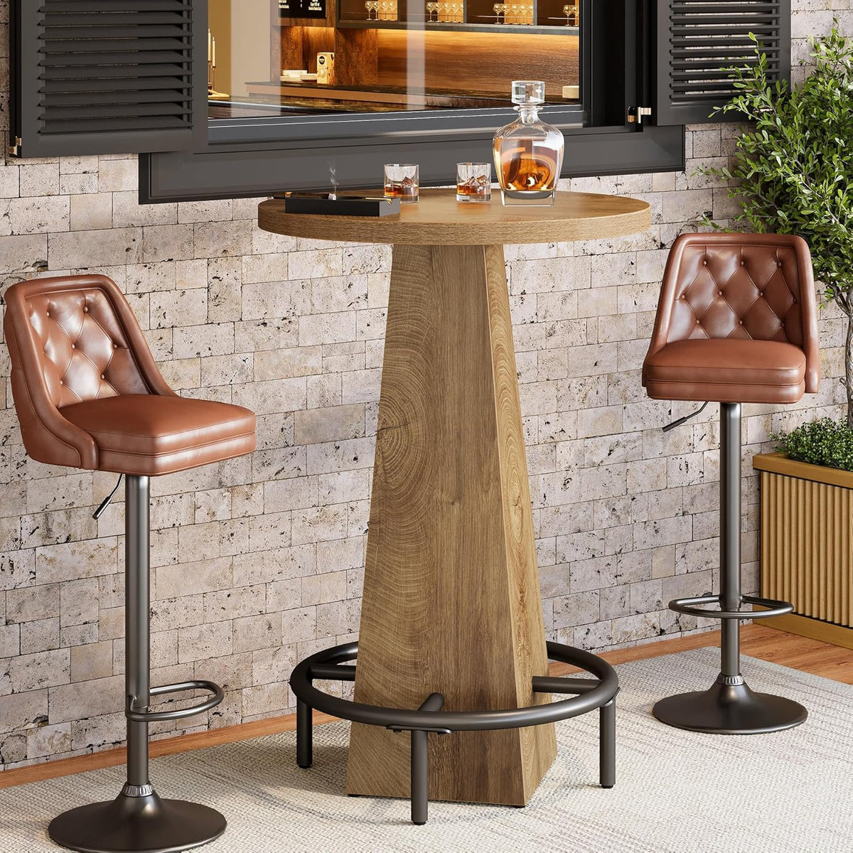 Tribesigns Bistro Pub Table, 37.4" High Round Bar Table for Small Bars | E0 Engineered Wood, High Top, gallery view 11