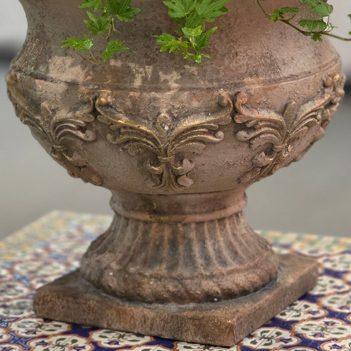 18" Tall Distressed Classic European-Style Urn Planter
