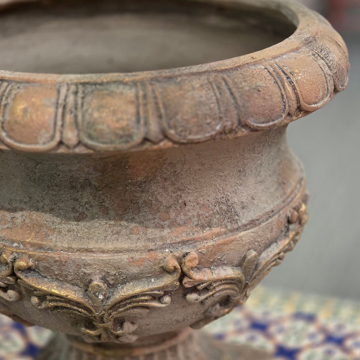 18" Tall Distressed Classic European-Style Urn Planter