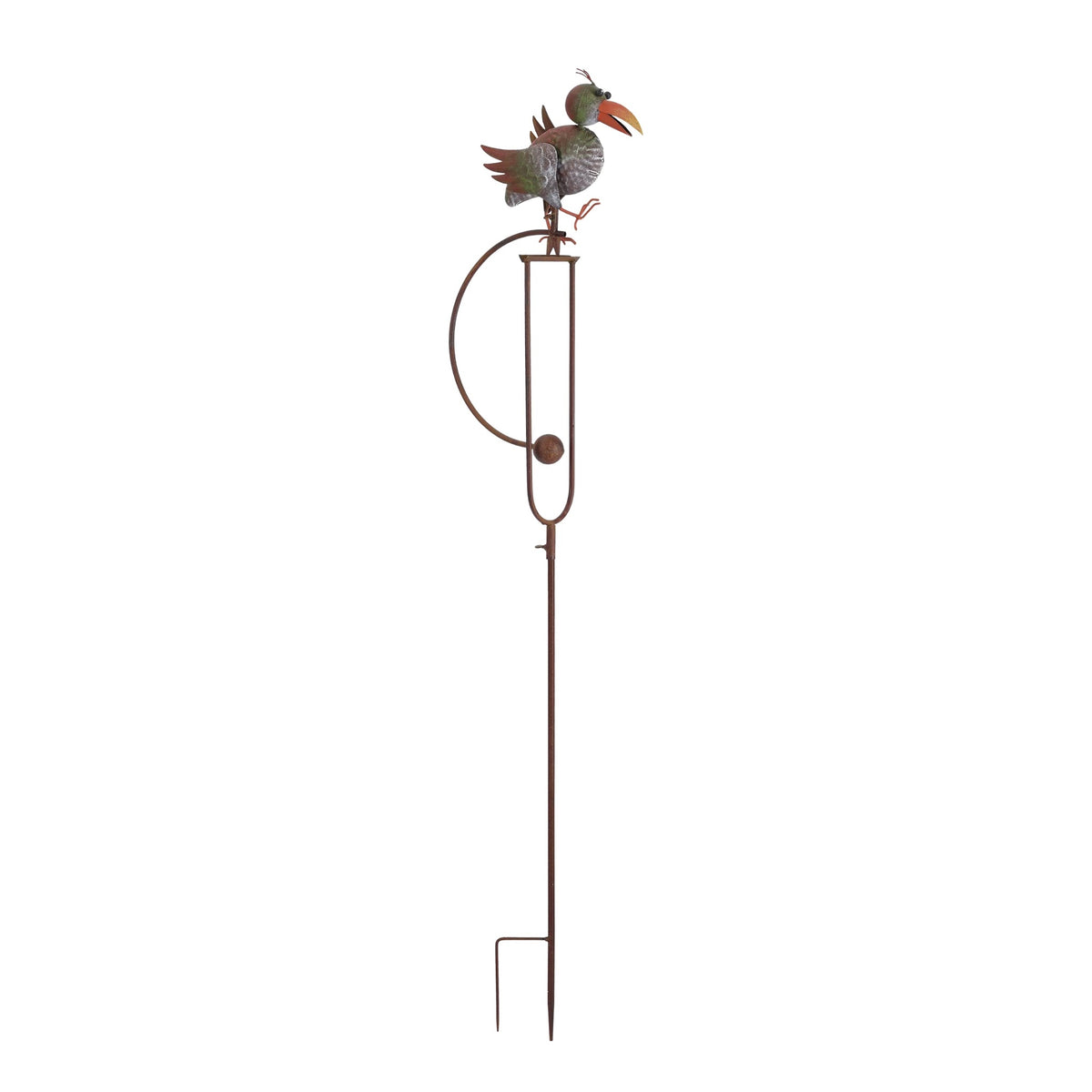 55.25" Tall Metal Parrot Rocking Stake "Pebbles"